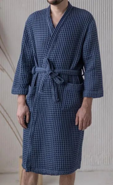 халат anolehome мужской вафельный р.52-54, синий