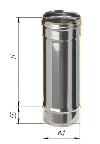 дымоход феррум нержавеющий (304/0,8 мм) ф115 l=0,5м